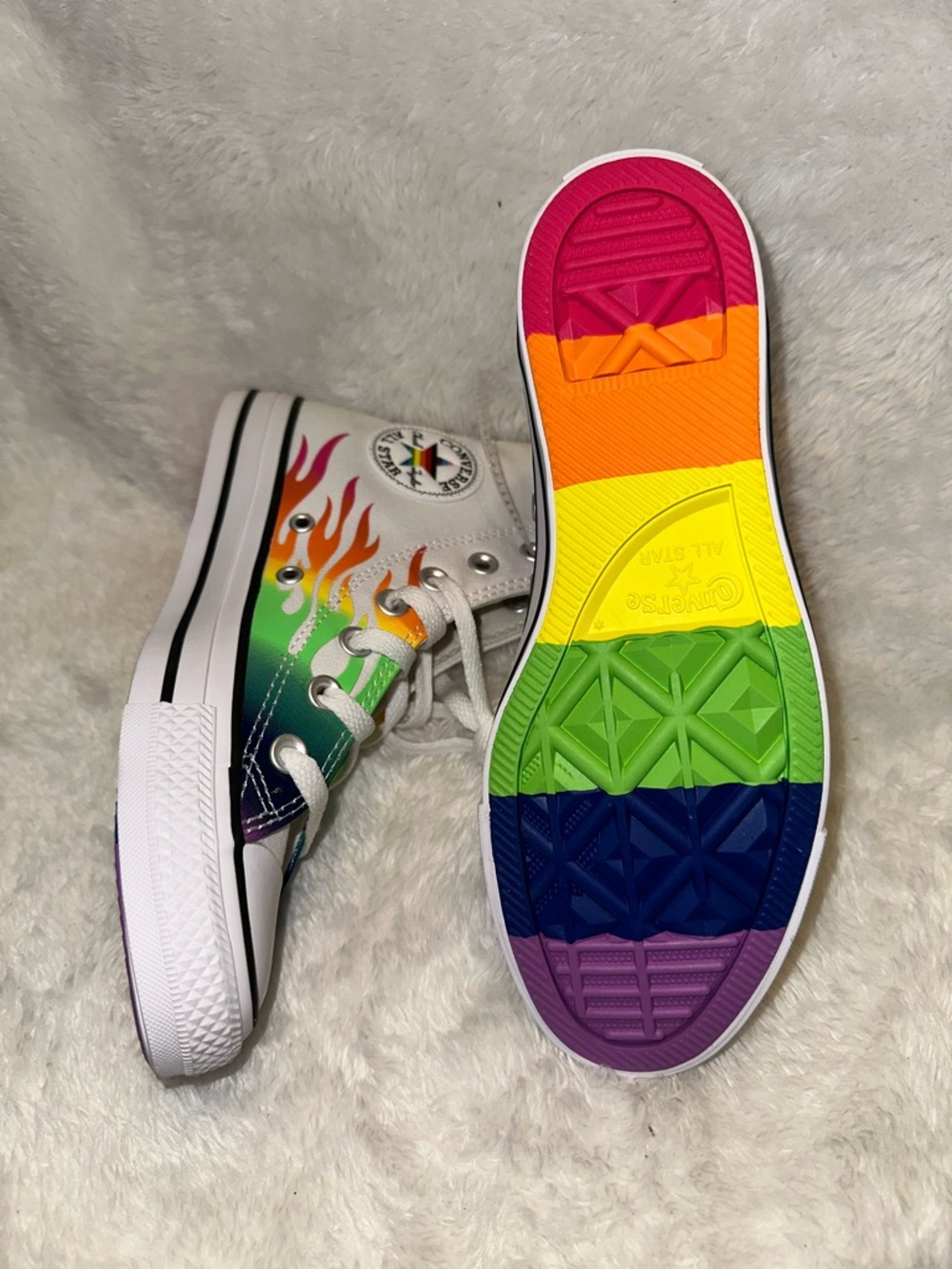 Converse Unisex Multicolor High Top Sneakers with Rainbow Star Patch